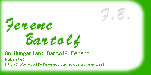 ferenc bartolf business card